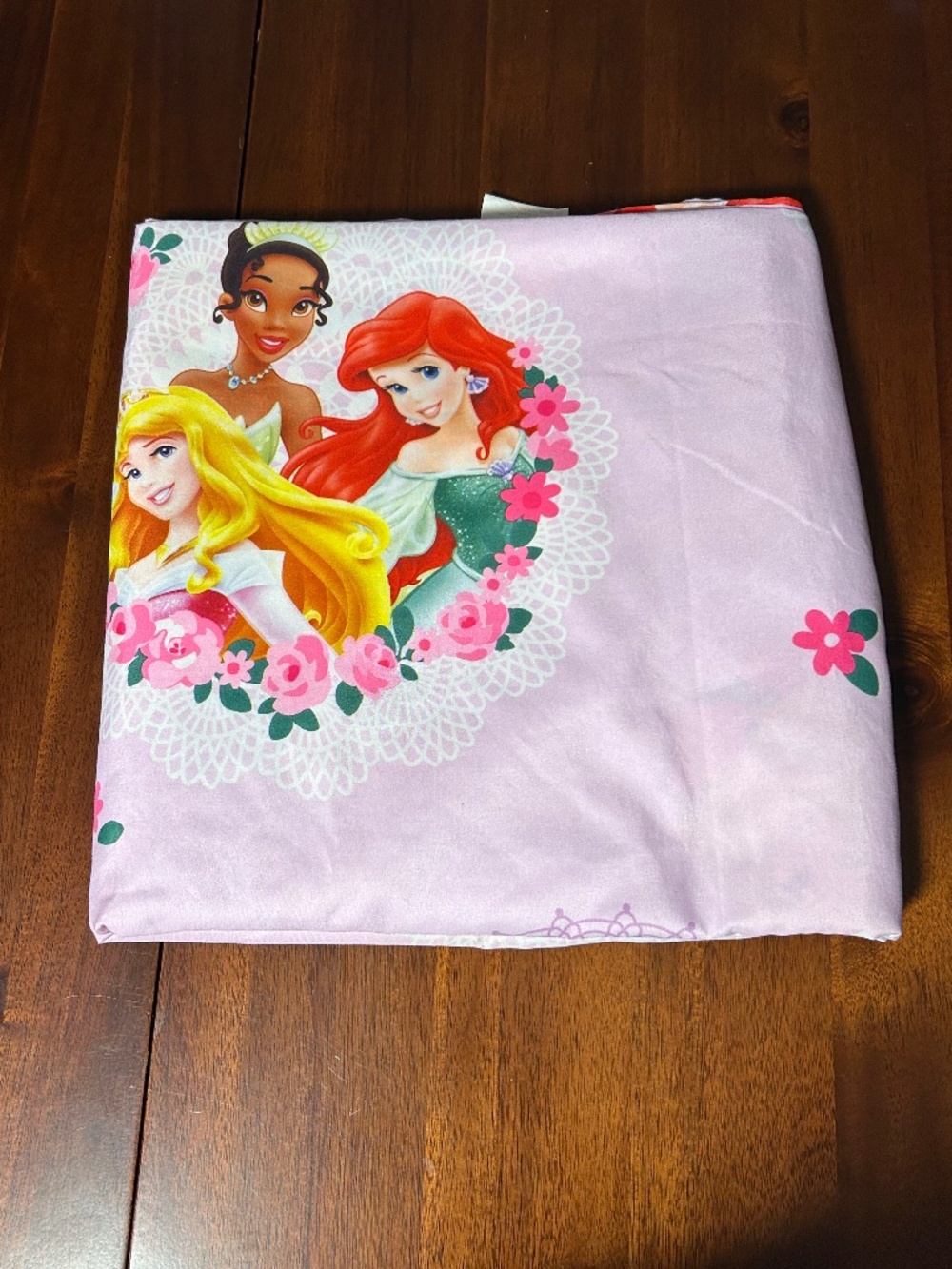 Disney Princess Twin Flat Sheet - Pink Floral & Lace Design
